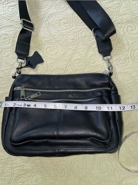 Black Genuine Leather Crossbody Shoulder Bag